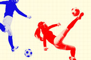 Graphic showing women playing soccer