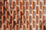 Detail image of a work comprised of ceramic fingers