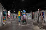 Installation view of a fashion exhibition