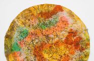 Colorful abstract etching in a circular shape