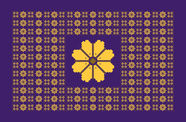 Intricate graphic in gold on purple background