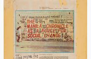Sheet of paper with the message "THE MANILA CHRONICLE AS A FORCE FOR SOCIAL CHANGE"