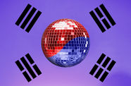 Design of the Korean Flag with a disco ball at the center