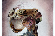 Collaged image of a form with human, animal, and mechanical features