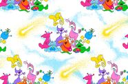 Bright pattern with cartoon creatures