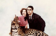 Cary Grant, Katherine Hepburn, and a tiger from Bringing Up Baby