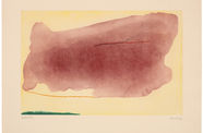 Abstract image with a large red form at center