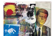 Silkscreen collage including an image of JFK