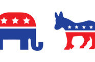 Elephant and donkey logos