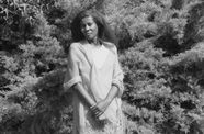 Black and white photo of Alice Coltrane
