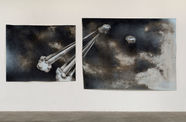 Black and white print of a car accident