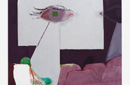 an abstract painting of a man sitting in cinema