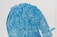 blue rubbing of a trench coat