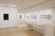 Installation view of framed works installed on wall