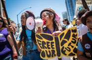 A group of girls protesting