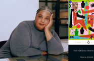 Headshot of Roxane Gay aside her book cover