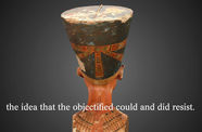 The back of a bust of Nefertiti, with a subtitle reading "the idea that the objectified could and did resist."