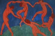 painting of 5 red figures dancing