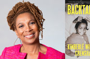Headshot of Kimberlé Crenshaw alongside her book "Backtalker: An American Memoir"