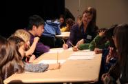 Kids work on writing in an 826LA writing workshop at the Hammer Museum.