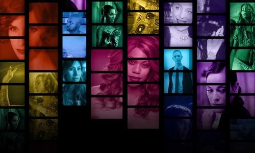 A multicolored grid of transgender actors, performers, and cultural figures that was used as a promotional image for the 2020 documentary "Disclosure"