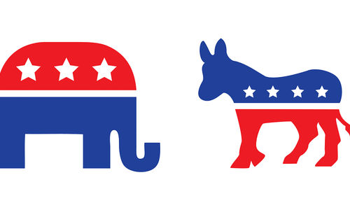Elephant and donkey logos