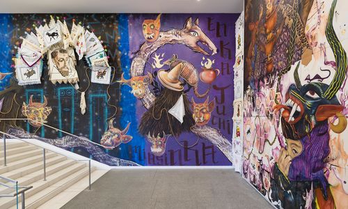 Installation image of a large mural
