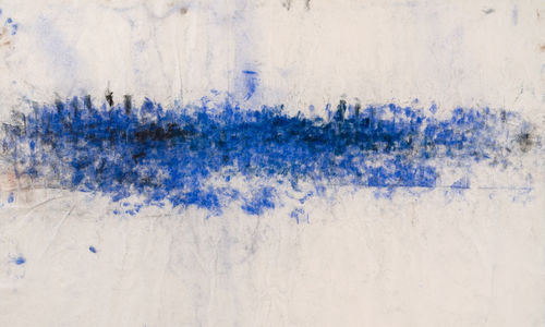 Abstract drawing with frenetic blue marks