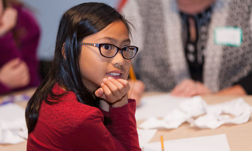 Girl wearing glasses