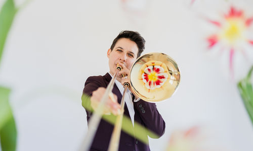 Naomi Moon Siegel plays the trombone 