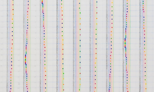 Abstract compositional print with vertically aligned dots