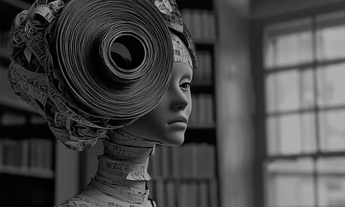 AI generated image of a cyborg woman