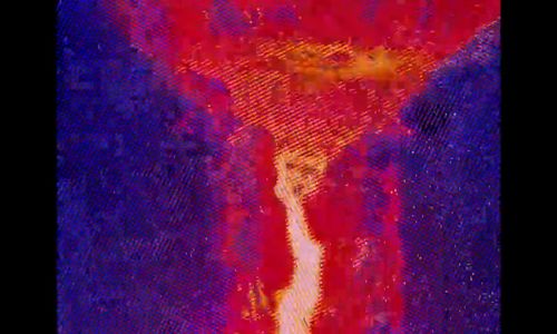 Colorful abstracted image in red and indigo