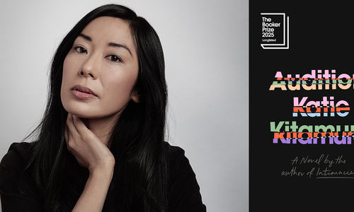 Headshot of Katie Kitamura alongside her book Audition