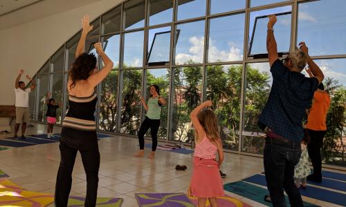 Children and adults enjoy mindful movement at the Hammer Museum