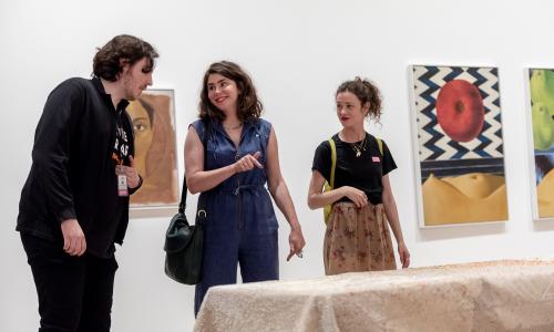 Visitors interacting in the gallery. 
