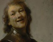A painting showing a man laughing, depicting his head and shoulders