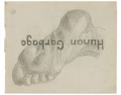 Illustration of a human foot with the text "Human Garbage" written on top. 