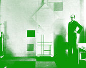 Piet Mondrian in his studio