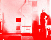 Piet Mondrian in his studio