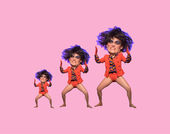 Graphic with Jibz Cameron as Dynasty Handbag on a pink background