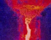 Colorful abstracted image in red and indigo