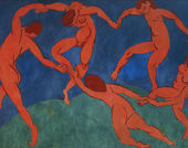 matisse painting of 5 red figures holding hands and dancing