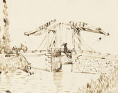 Vincent van Gogh, The Langlois Bridge, 1888, Brown ink over traces of black chalk, Los Angeles County Museum of Art.
