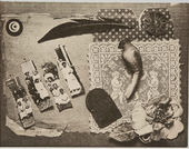 Betye Saar, Fragments, 1976. Color lithograph from an aluminum plate. 14 ½ × 18 ¾ in. (36.8 × 47.6 cm). UCLA Grunwald Center for the Graphic Arts, Hammer Museum. Gift of Linda Levi and Barbara Leif. © 1976 Betye Saar